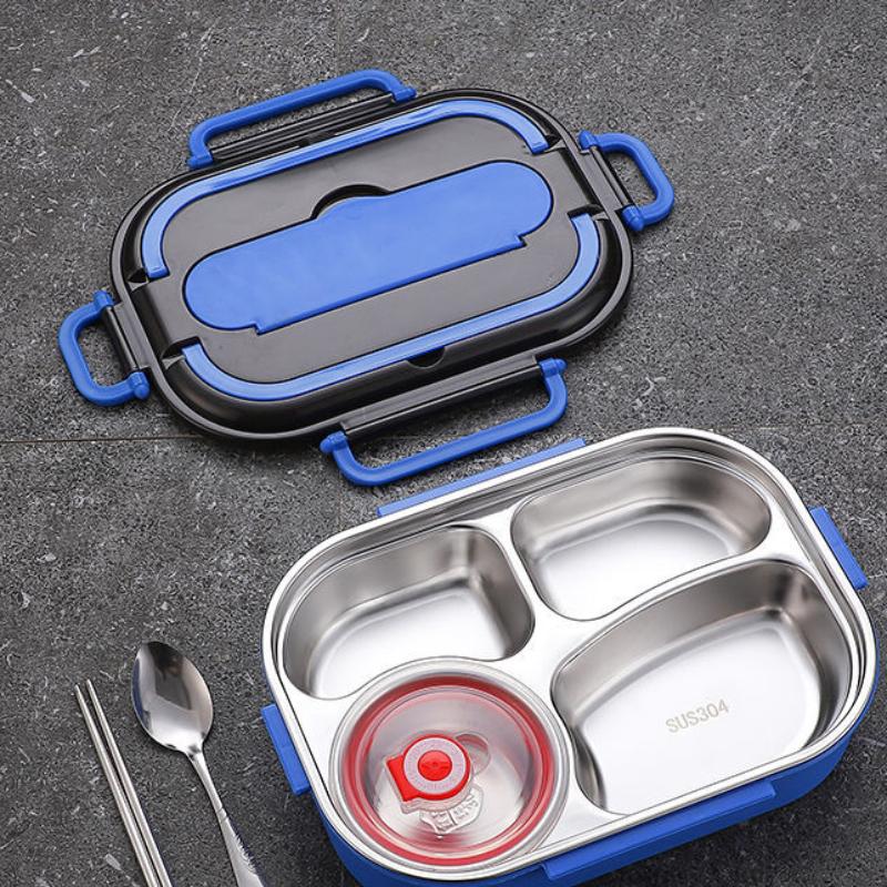 304 Stainless Steel Student Office Worker with Lid Multi-grid Canteen Fast Food Plate Large-capacity Bento Box Insulated Lunch Box