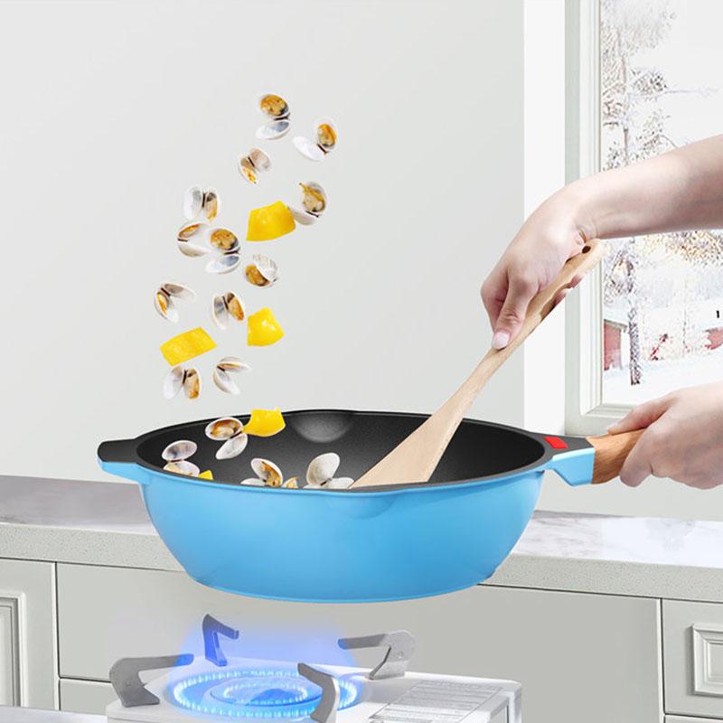 Deep Frying Pan Maifan Stone Wok Non-stick Pan Household Pan Frying Pan Induction Cooker Special Cooking Kitchen Cookware