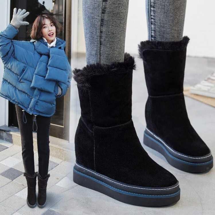 Women Snow Boots Winter Warm Fur Lined Casual Short Boots Winter Non-slip Martin Boots Size 35-40