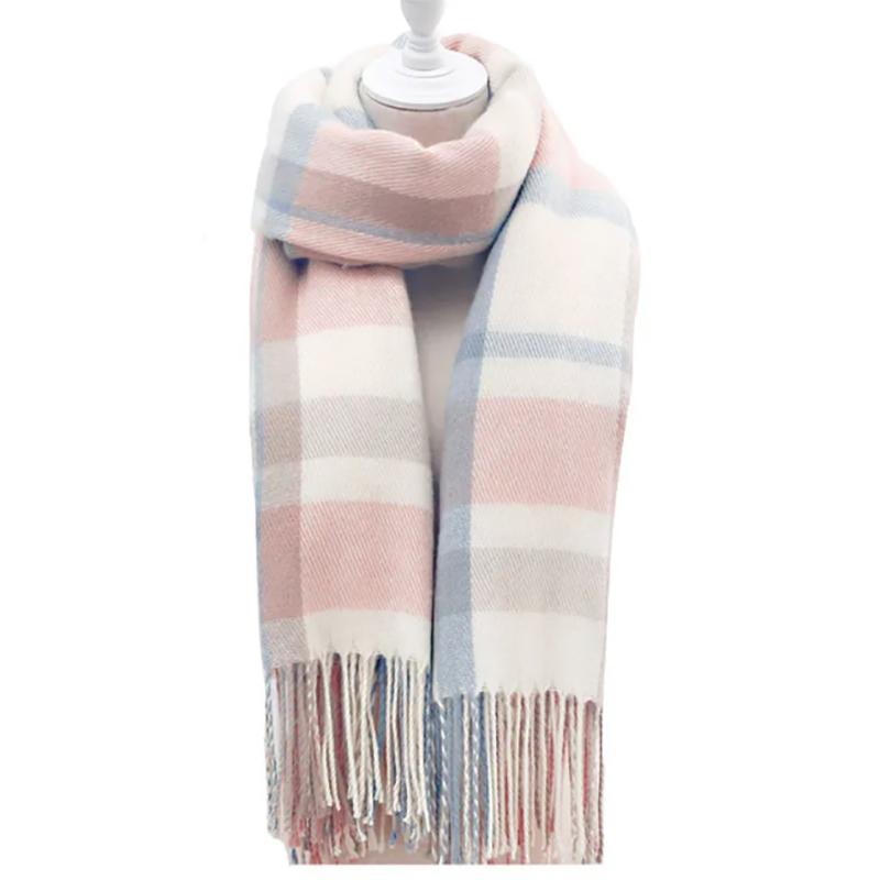 Scarf Female Winter Korean Wild Plaid Wool Imitation Cashmere Scarves Winter Ladies Thick Scarf