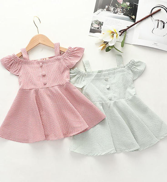 Girls Dress Pure Summer 2021 Korean Version of The New Children's Net Red Plaid Princess Dress Baby Foreign Cute Dress