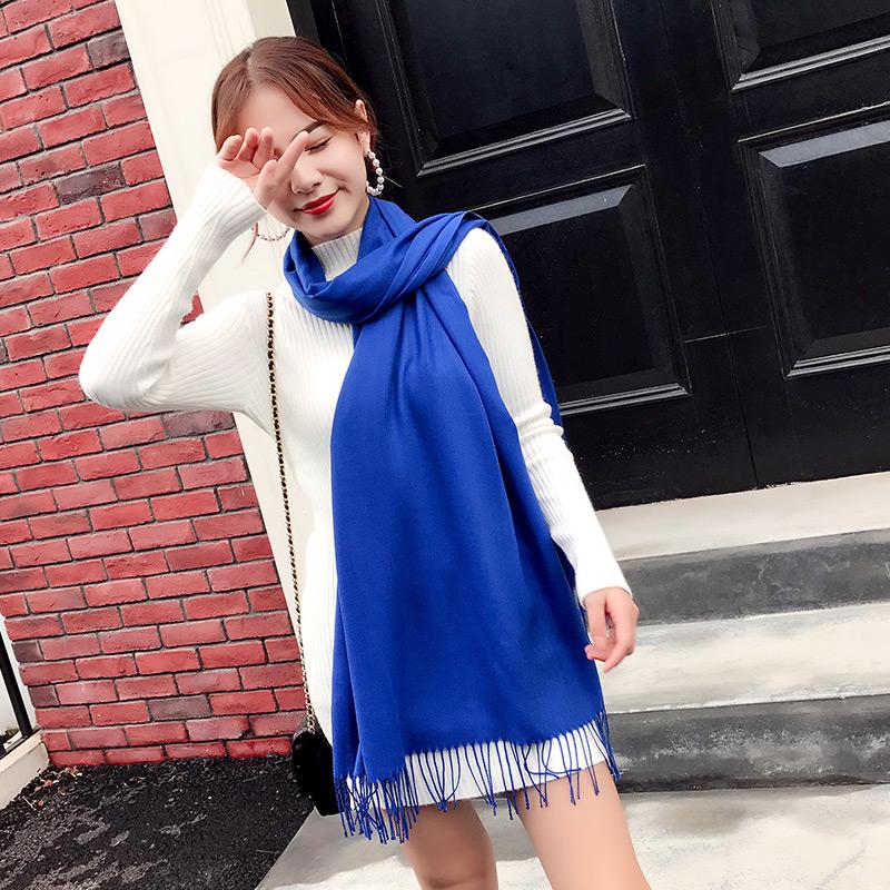 Women Cashmere Scarves with Tassel Soft Solid Color Warm Long Wraps Scarf Casual Lady Winter Shawl