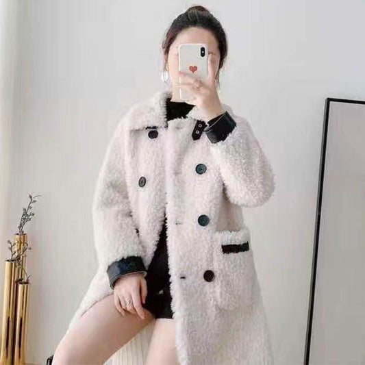 Lamb Wool Coat Mid-length Faux Fur Fur Coat Autumn and Winter Lamb Cashmere Women