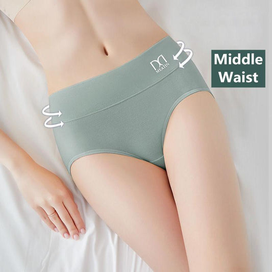 3 PCS Graphene Antibacterial Panties Ladies Pure Cotton Mid-waist Sexy Plus Size Panties Seamless Hip-lifting Breathable Panties Women Soft Briefs