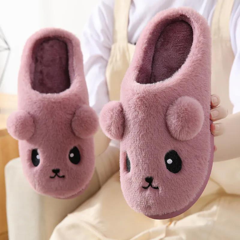 Autumn and Winter Pure Cotton Slippers Indoor Non-slip Soft-soled Shoes Warm Simple Plush Cotton Shoes