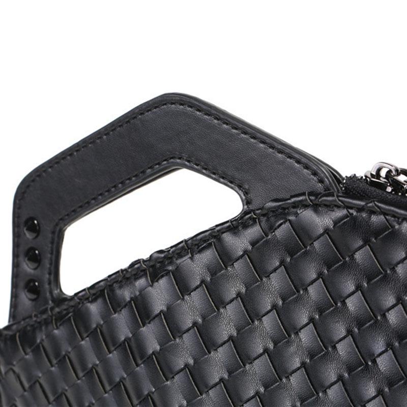 Men Weaving Handbag Handmade Clutch Shoulder Bag cross body Messenger bag anti theft Briefcase