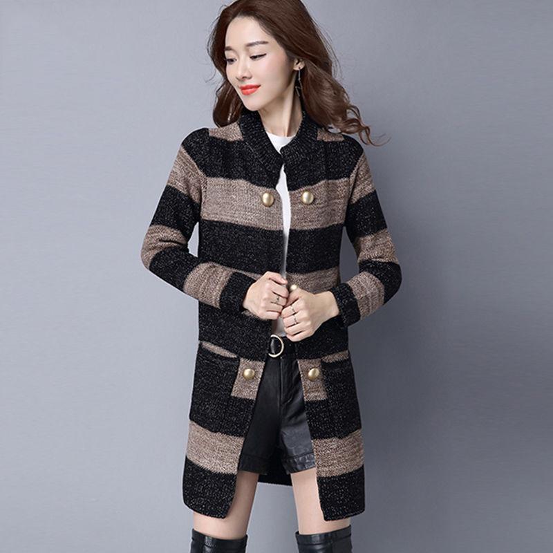 Wild Jacket Coat Knitted Cardigan Sweater Women's Mid-length Loose Sweater Coat Thickened