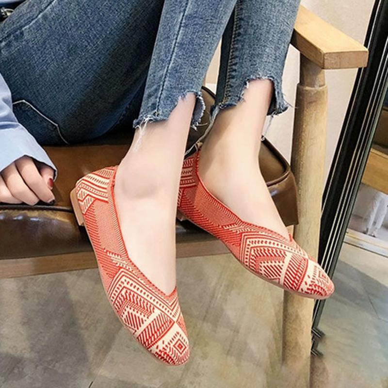 Flat Women's Shoes Knitted Single Shoes Spring and Summer Breathable Soft-soled Ballet All-match Fly Woven Lazy Shoes