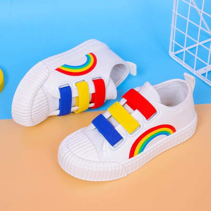 Children's Canvas Shoes In Spring and Summer Soft Sole Flat Casual Shoes Anti-slip Cartoon Rainbow Outdoor Shoes