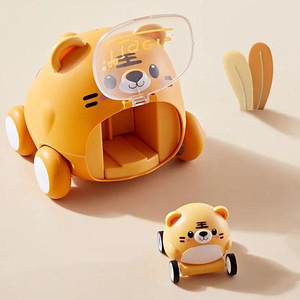 Children's Educational Toys Cartoon Button Catapult Car Toys Small Animal Inertia Toy Car Fall-resistant Cute Pet Modeling Toys