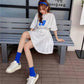 T-shirt Dress Mid-length Women's Summer Waist Waist Was Thinner Drawstring Loose Leisure Sports Style Short Dress