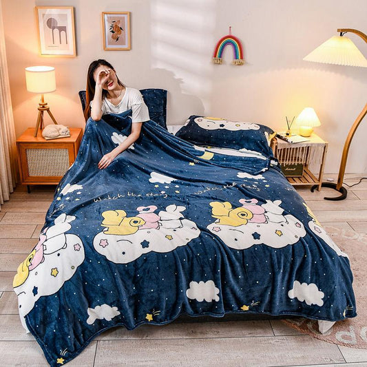 Thicken and Increase Blanket Quilt Winter Flannel Sheets Spring and Autumn Napping Leisure Blanket Quilt Quilt Core