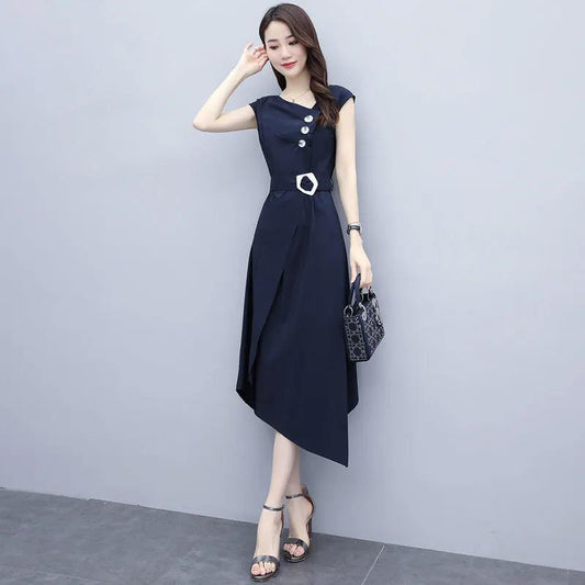 Dress Female Light Mature Wind Waist Was Thin Temperament Dress French Long Skirt Ladies Waist Dress Elegant Temperament Long Skirt