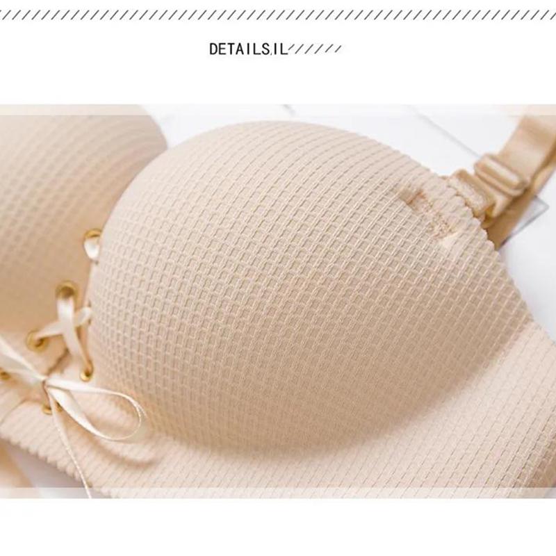 Breathable Fashion Sexy Push Up Bra One Piece Underwear Seamless No Steel Ring Gather Drawstring Small Bra Sexy Straps Thin Bra