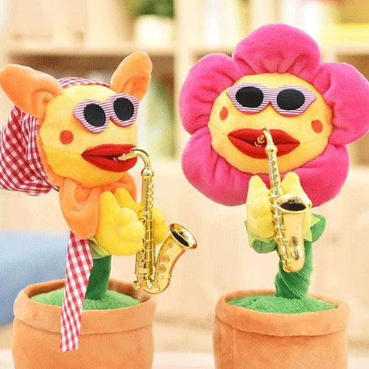 Lovely Sunflower Saxophone Plush Toy Dancing Singing Children Imitation Toy Kid's Cute Educational Toy