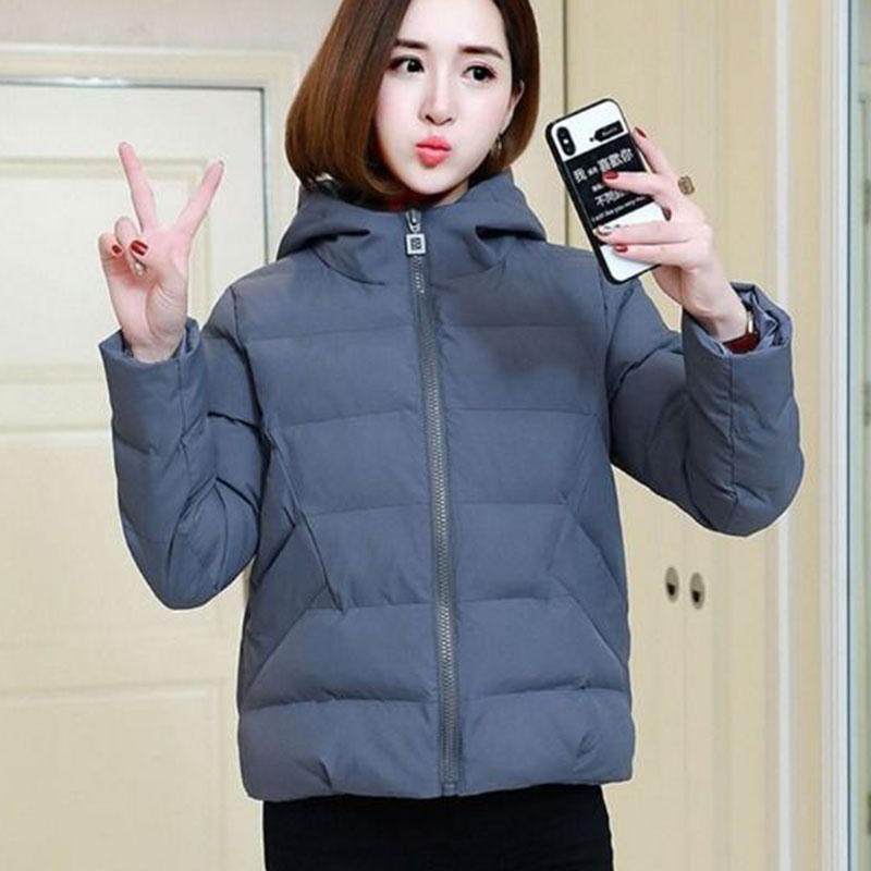 Autumn and Winter Fashion Plus Size Jacket Loose Wild Short Cotton Jacket Pure Color Simple Female Cotton Jacket