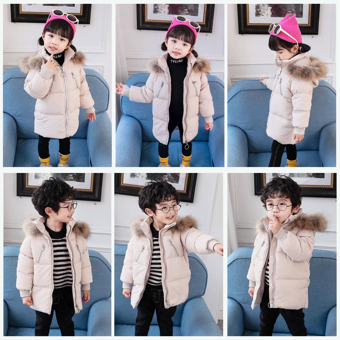 Kids Girls Jacket White-Duck Down Jacket Baby Boys Warm Hooded Outerwear Coat Children Down Parkas