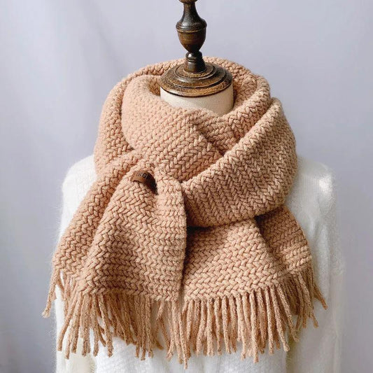 Autumn and Winter Scarf Korean Fashion Wild Knit Scarf Shawl Thick Warmth Tassel Ladies Scarf Cloak