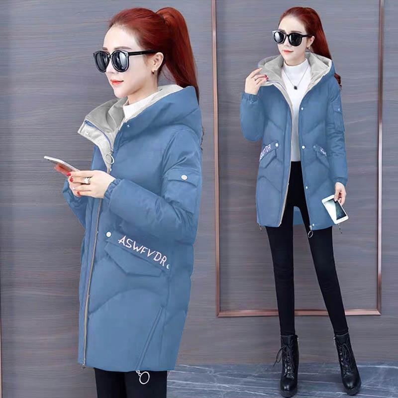 Women's Printed Cotton-padded Jacket Women's Mid-length Slim and Loose Thickened Down Cotton-padded Jacket Women