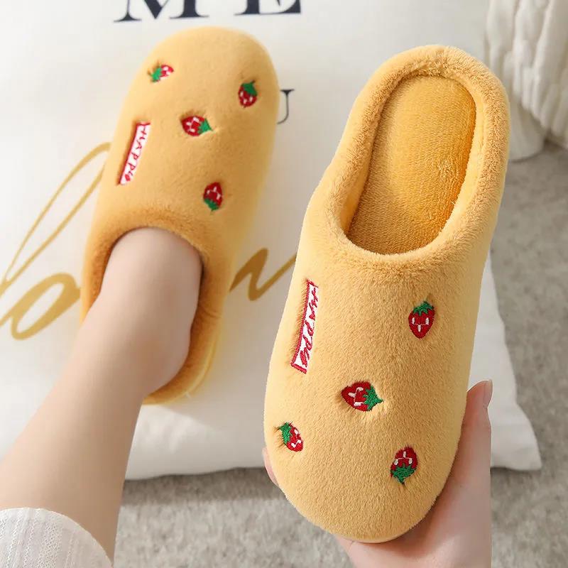 Autumn and Winter Pure Cotton Slippers Indoor Non-slip Soft-soled Shoes Warm Simple Plush Cotton Shoes