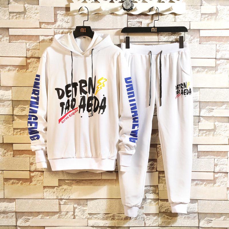 Trend Long-Sleeve Sweatshirt Set Large Size Hoodie Autumn Winter Men's Clothing 2pcs set