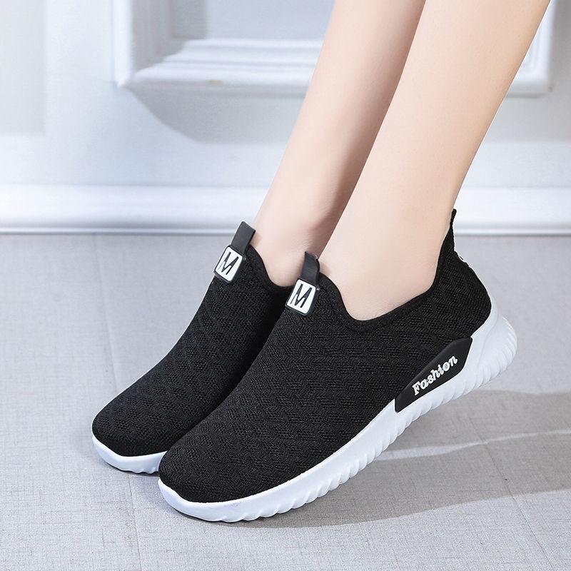 Old Beijing Cloth Shoes Women's Breathable Mesh Spring and Autumn Leisure Elderly Lazy Sports Single Pedal Shoes