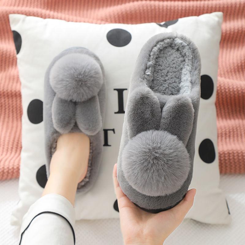 Winter Unisex Cotton Slippers Thick-soled Non-slip Household Couple Slippers Warm Thick Plush Slippers