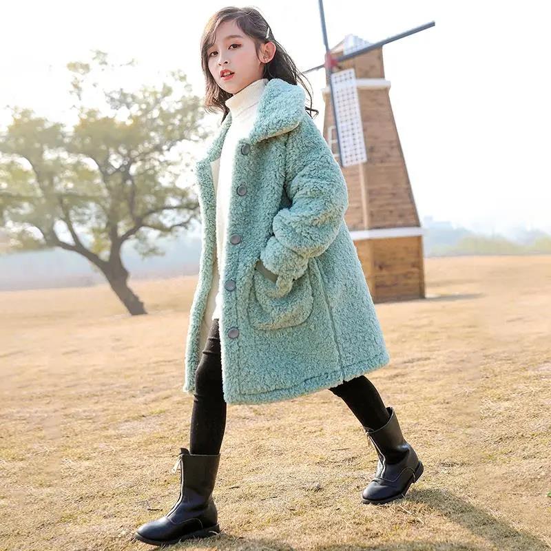 Girls' Windproof and Warm Autumn and Winter Clothes Winter  Thick Plus Fleece Jacket