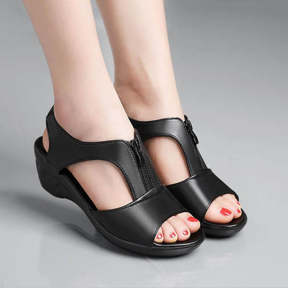 Summer Sandals Female Fish Mouth High-heeled Shoes Slope Heel Women's Sandals Mid-heel Increased Non-slip Slippers