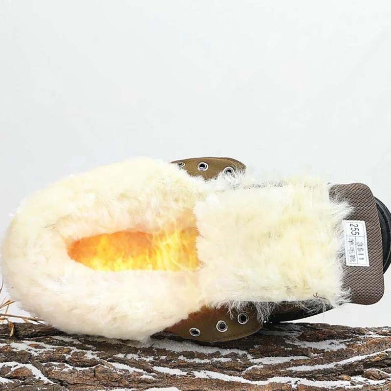 Thick Wool Boots Winter Fur Warming Snow Boots Leather Boots