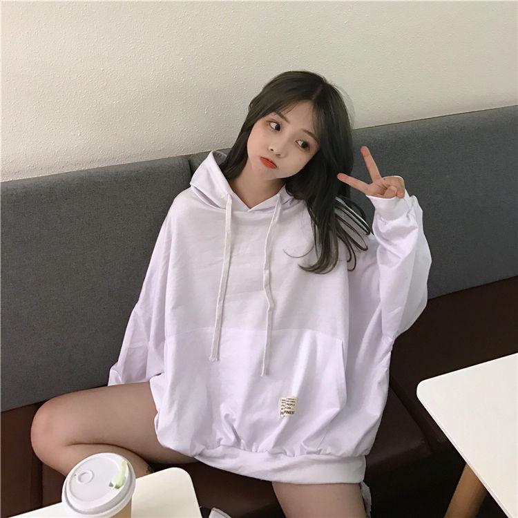 Large Size Long Sleeve Warm Hooded Tops Spring and Autumn Sweater Pure Cotton Women's Jersey Wild