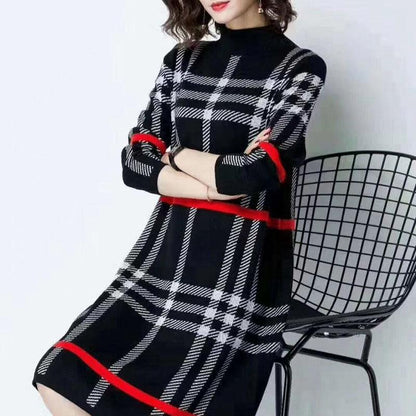 Autumn and Winter Light Luxury High-end Dresses Ladies Temperament Casual Knitted Bottoming Skirt Simple Middle-aged Women Sweater Dress