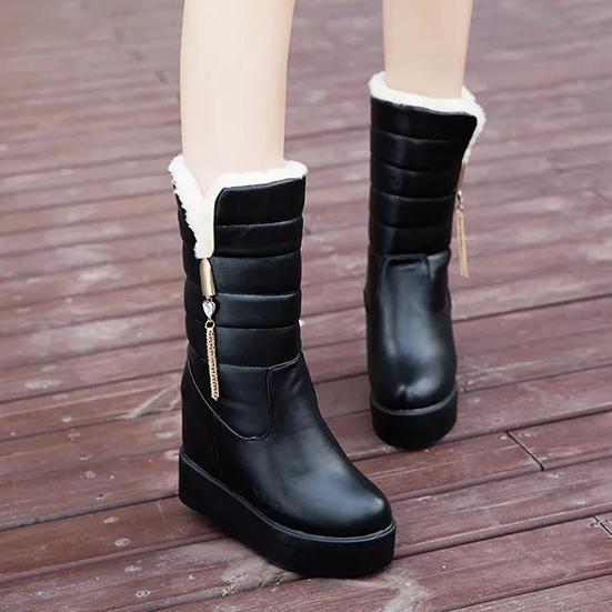 Winter Snow Boots Women's Middle-top Boots Korean Version Thickened Warm Women's Boots Inner Heightening Cotton Boots