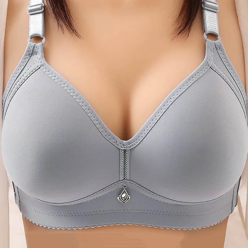 Large Size Thin Section Breasts Gathered Anti-sagging Bra Non-magnetic No Steel Ring Underwear Simple Ladies Bra