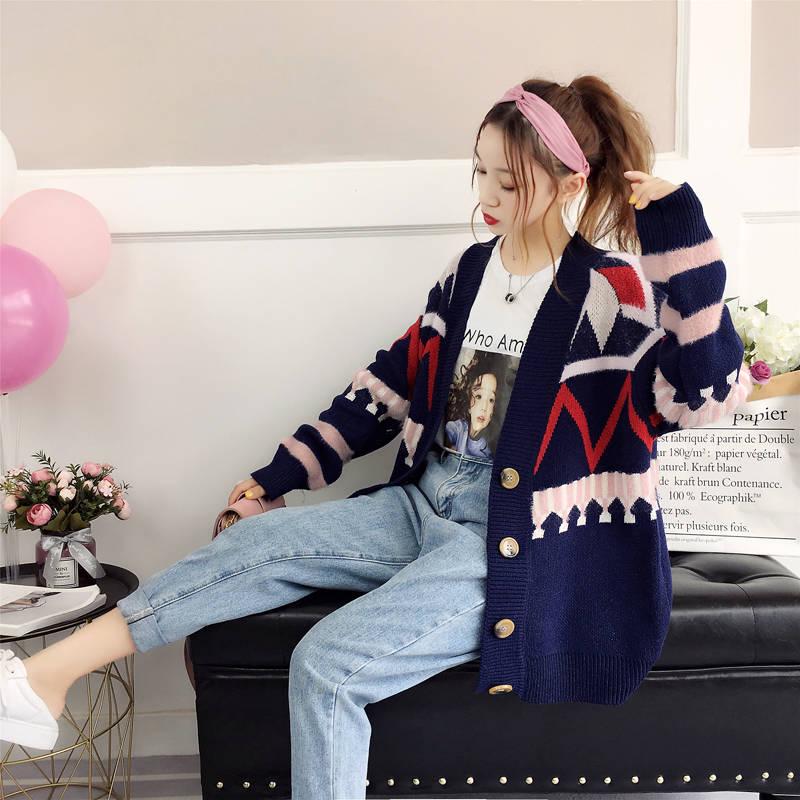 Fall Sweater Cardigans Women 2019 V Neck Open Stitch Loose Sweater Jacket Clothes Female Knit Coat