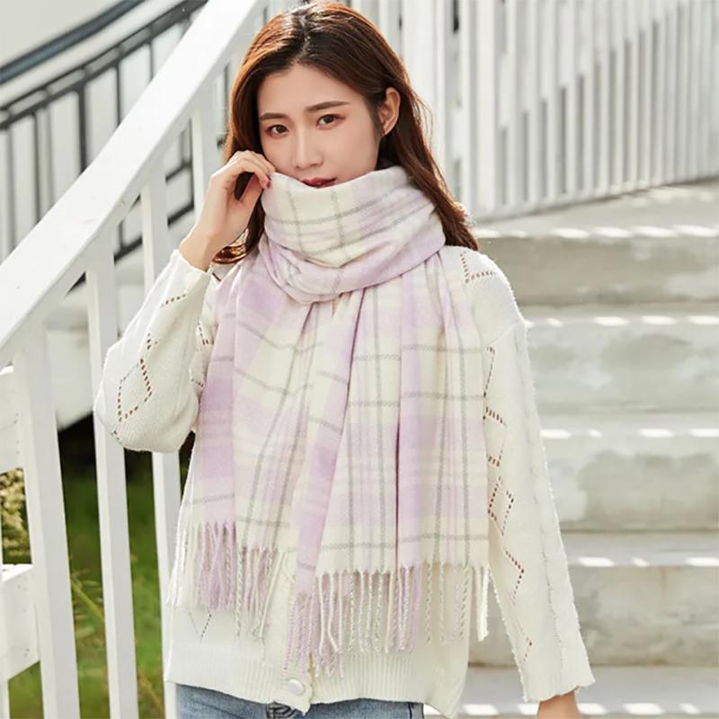 Scarf Women's Autumn and Winter Thickening and Warmth Japanese Version Wild Long Shawl Plaid Scarf Tide