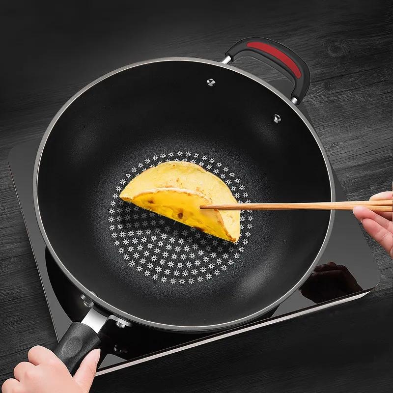 Frying Pan Wok Household Wok Pan with Pancake Non-stick Pan Cookware Family Dinner No Lampblack Frying Pan with Cover