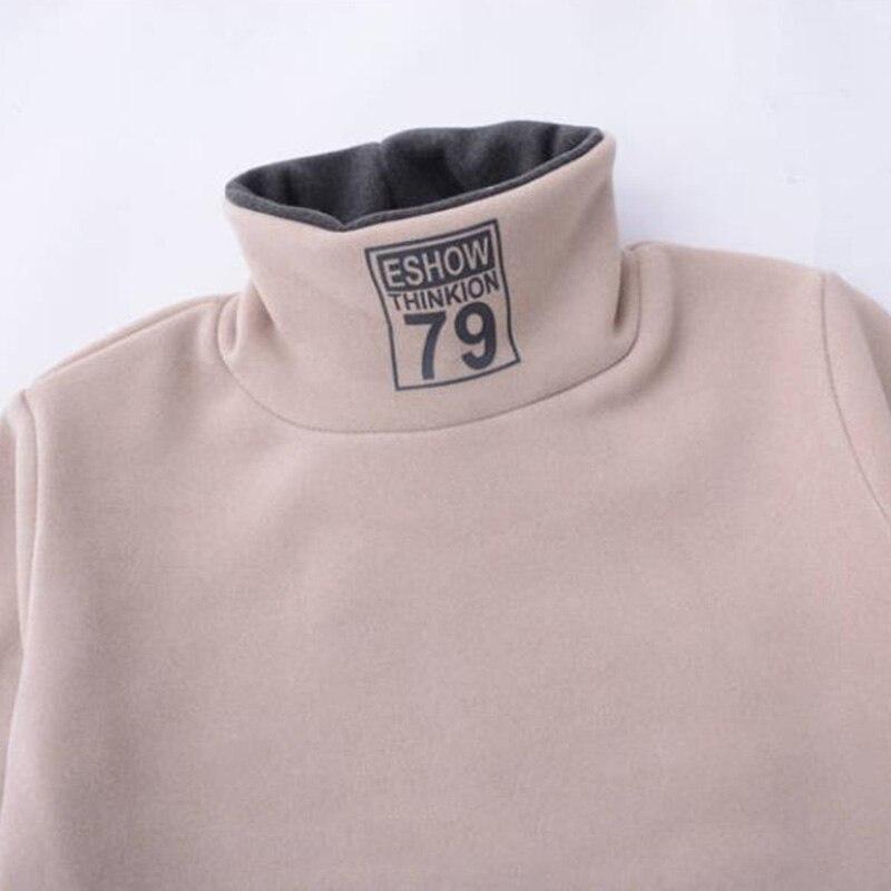 Autumn Winter Fashion Korean Kids Boy Warm Turtleneck Sweatshirts Boys Letter Pullover Sweaters High Street Plush Teenage Boys Outwear