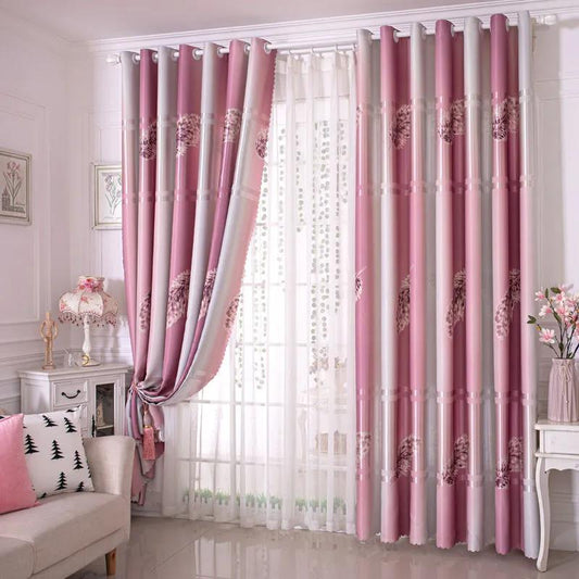 High-end Double-sided Printing Thick Curtains Finished Sun-proof Heat-insulating Black-out Curtains Bedroom Balcony Sun-shading Curtain Cloth