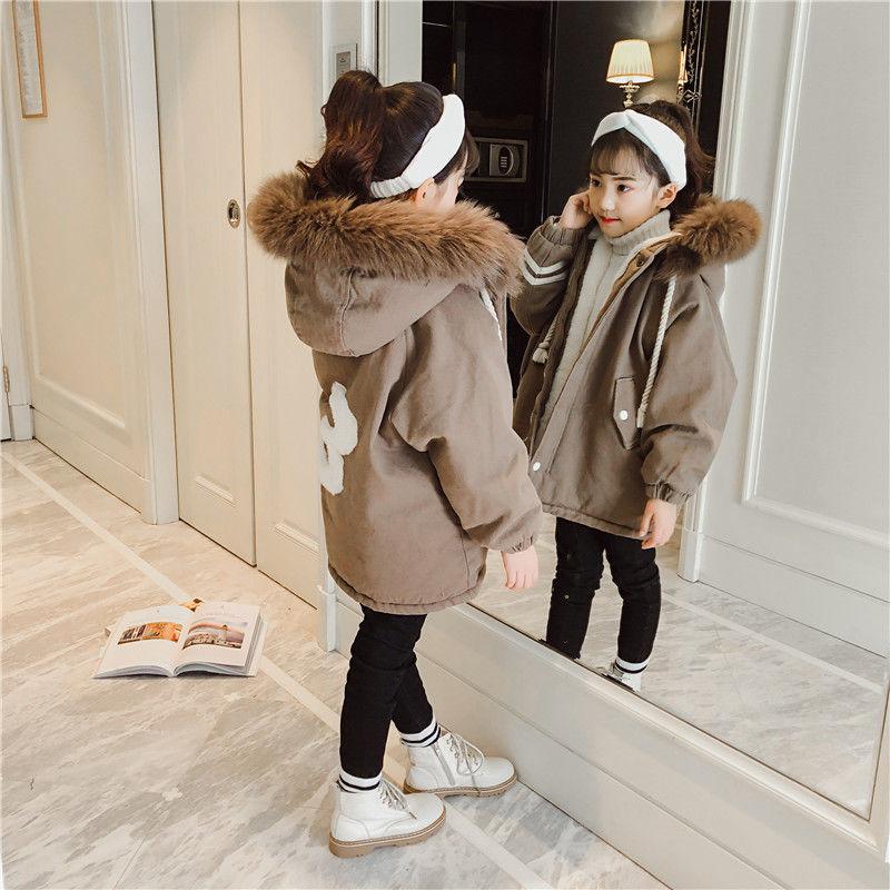 Girls Keep Warm Winter Korean Style Quilted Padded Jacket Women's Mid-length Cotton Coat