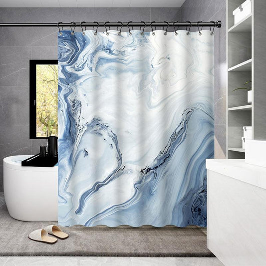 Simple Shower Curtain 180*180cm Waterproof Cloth Bathroom Shower Curtain Hanging Curtain Thickening Mold-proof Partition Curtain Free Perforation