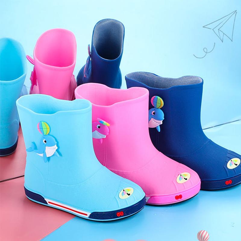 Four Seasons Boys and Girls Non-slip Rain Boots Waterproof Shoes Mid-tube Rain Boots Kids Students General Rubber Overshoes