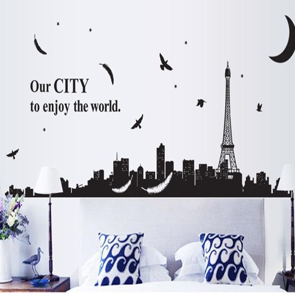 Love in Paris Eiffel Iron wall stickers warm romantic living room bedroom wall sticker