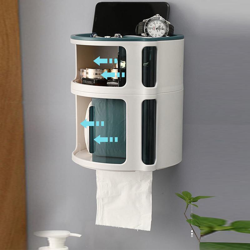 Toilet Tissue Box Toilet Free Punching Living Room Creative Stackable Paper Box Roll Paper Tube Multifunctional Rack