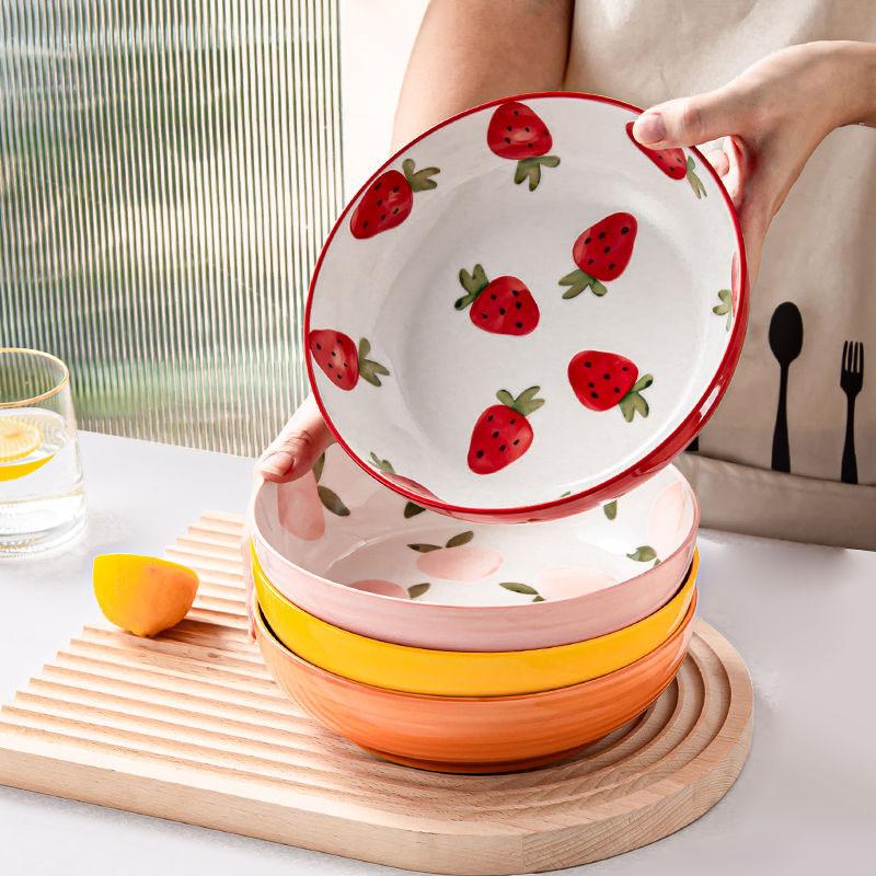 Ceramic Deep Dishes High-value Dishes Home Cute Salad Bowls Soup Plates Discs Underglaze Big Plate