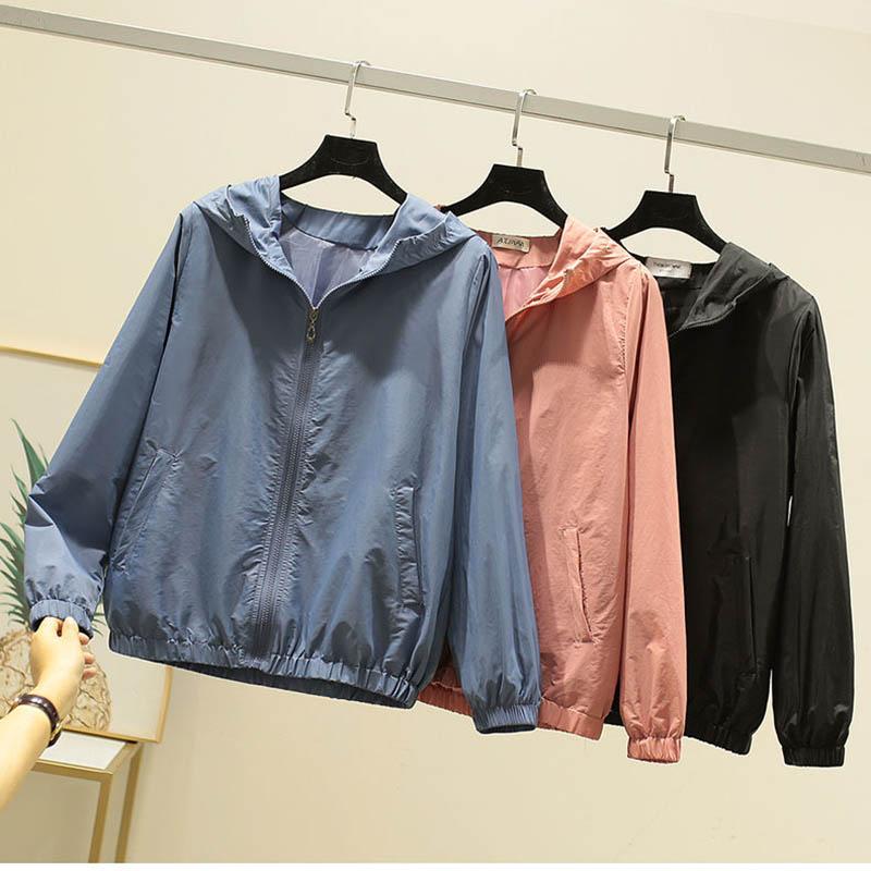 Spring and Autumn Windbreaker Hooded Jacket Loose Casual Short Style All-match Jacket Women