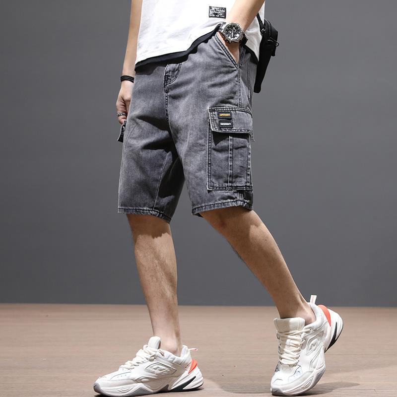 Summer Thin Five-point Jeans Men's Loose Multi-pocket Men's Casual Ripped Shorts