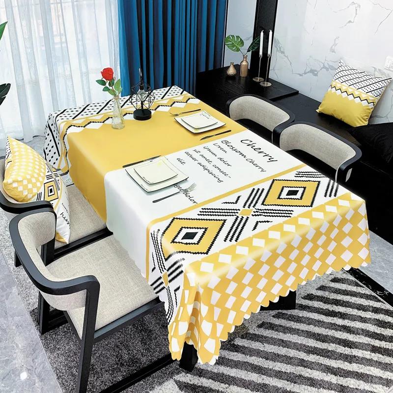 Simple and Modern Coffee Table Dining Table Square Table Rectangular Tablecloth Waterproof and Oil-proof Washable Tablecloth