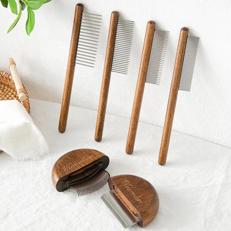 Wooden Cat Comb Dog Matted Hair Removal Comb Floating Hair Cat Comb Cleaner Pet Grooming Needle Comb Cat Pet Supplies Pets Massage Comb Grooming Tool