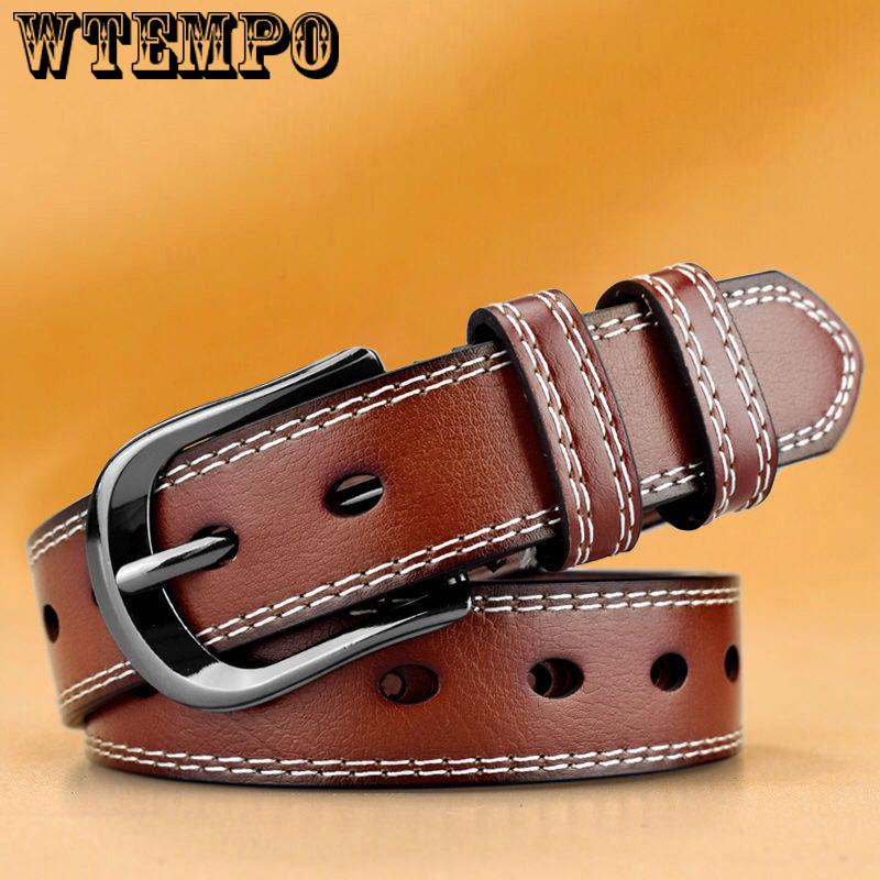 Women Belts Luxury Brand Blue Leather Fashion Women's Pin Buckle Belt Female Accessories